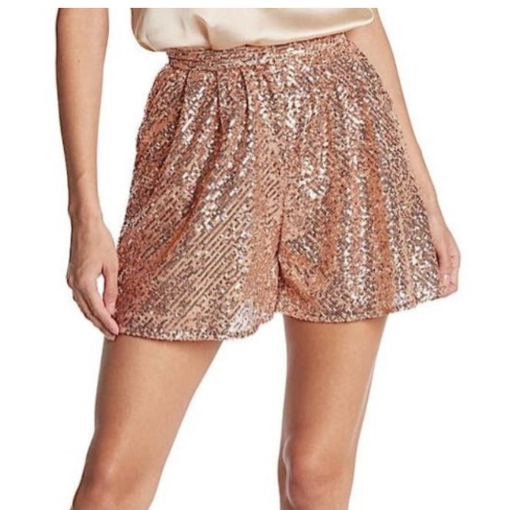 Maje Sequin Pailette Metal Pink Shorts Size EU 36 US Small